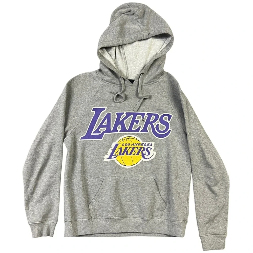 NBA Los Angeles Lakers Hoodie Kids Medium Gray Graphic Pullover Sweatshirt Fan
